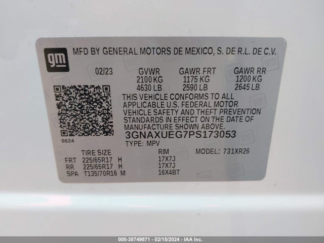 Chevrolet EQUINOX LT 2023 3GNAXUEG7PS173053 Image 9