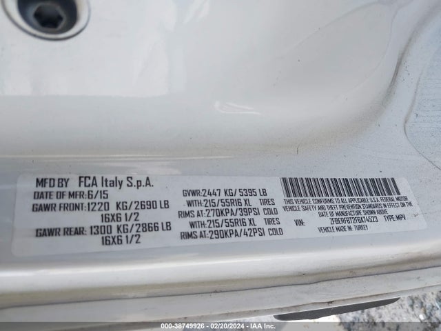 RAM Promaster City Tradesman Slt 2015 ZFBERFBT2F6A74523 Image 9