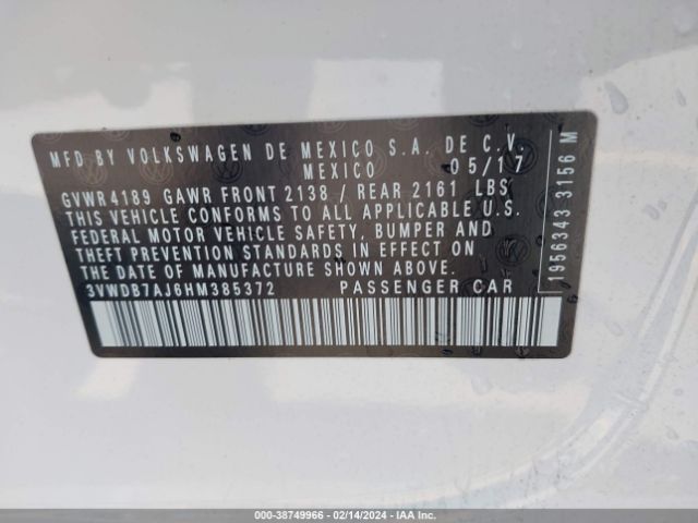 3VWDB7AJ6HM385372 Volkswagen Jetta 1.4t Se