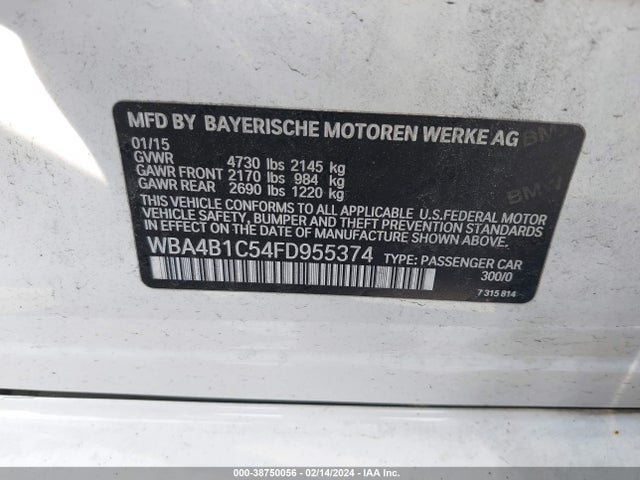 BMW 435i Gran Coupe 2015 WBA4B1C54FD955374 Image 9