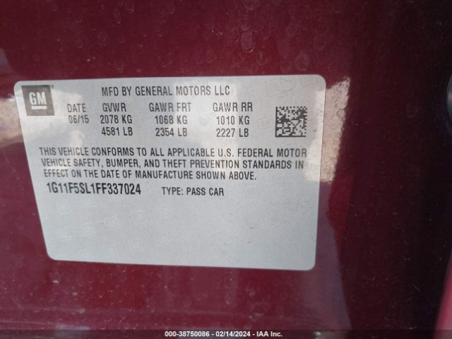 1G11F5SL1FF337024 Chevrolet Malibu 1lz