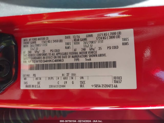1FTEW1EG4HKC48963 Ford F-150 Xlt