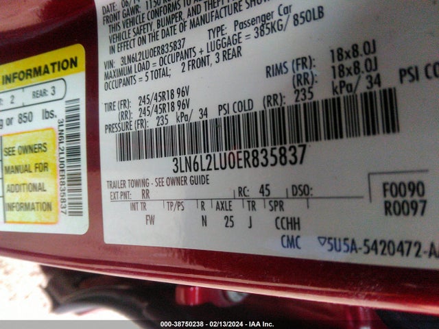 Lincoln MKZ HYBRID 2014 3LN6L2LU0ER835837 Image 9