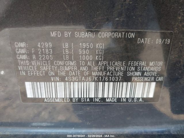 4S3GTAJ67K1761037 Subaru Impreza 2.0i Sport