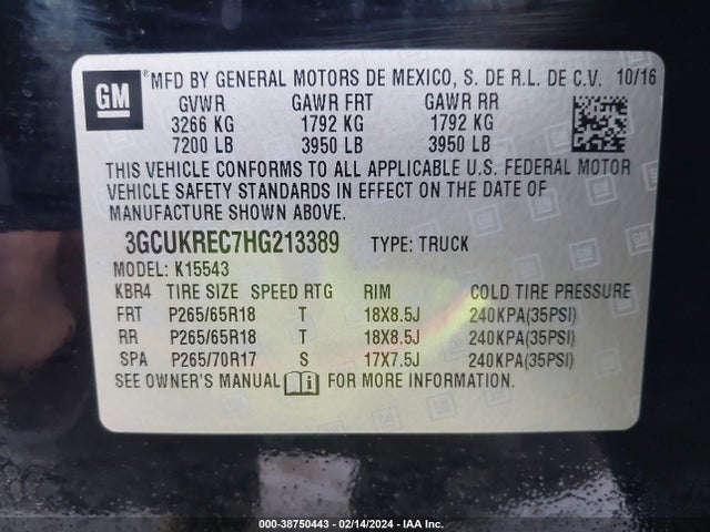 Chevrolet Silverado 1500 2lt 2017 3GCUKREC7HG213389 Image 9