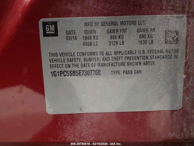 Chevrolet Cruze 1lt Auto 2014 1G1PC5SB5E7307768 Image 9
