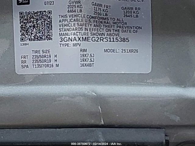 3GNAXMEG2RS115385 Chevrolet Equinox Fwd Rs