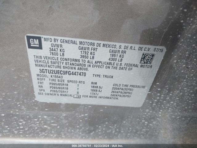 3GTU2UEC9FG447470 GMC Sierra 1500 Sle