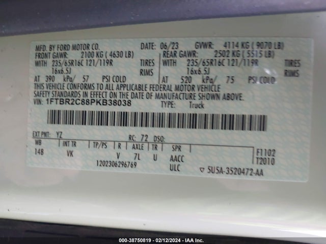 Ford Transit-250 2023 1FTBR2C88PKB38038 Image 9