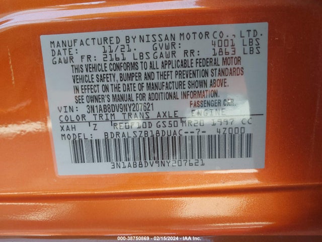 Nissan Sentra Sr Xtronic Cvt 2022 3N1AB8DV9NY207621 Image 9