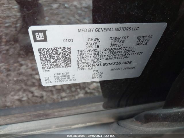 1GKKNMLS3MZ167408 GMC Acadia Fwd Slt