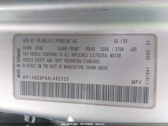 2004 PORSCHE CAYENNE WP1AB29P94LA62333 Photo 8