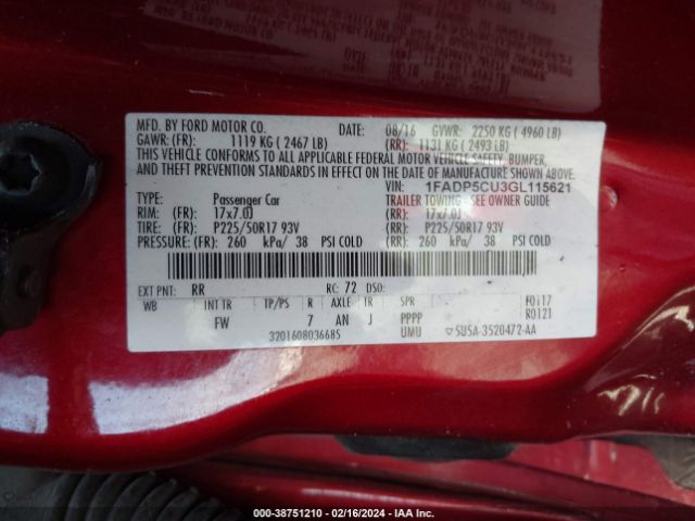 1FADP5CU3GL115621 Ford C-max Energi Sel