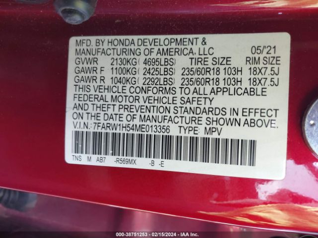 7FARW1H54ME013356 Honda Cr-v 2wd Ex