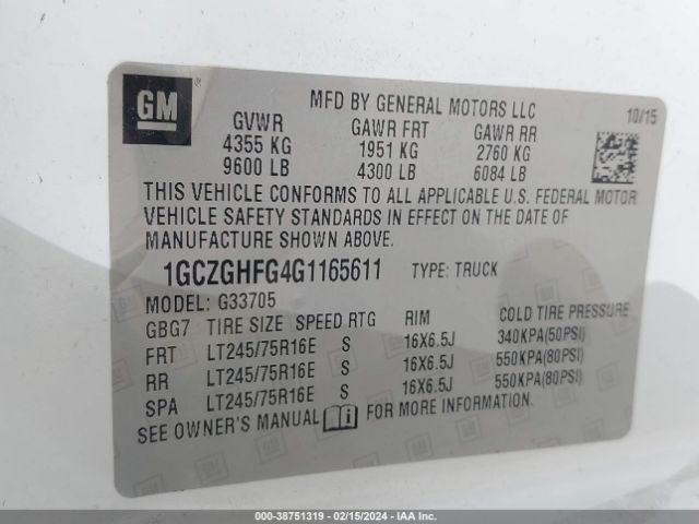 1GCZGHFG4G1165611 Chevrolet Express 3500 Work Van