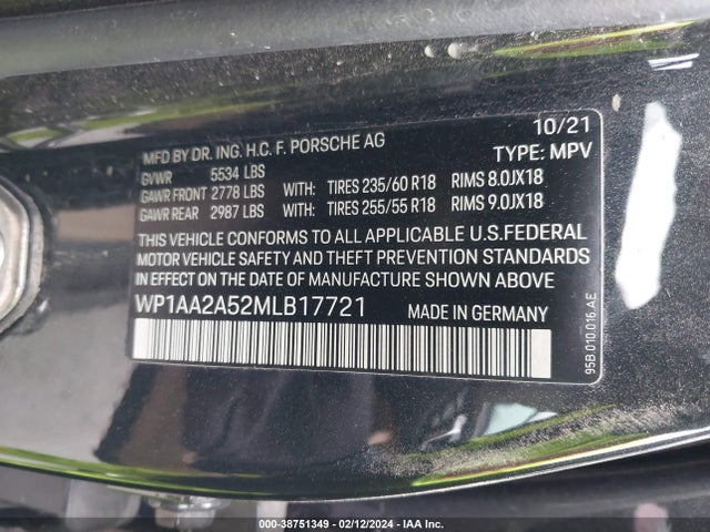 2021 PORSCHE MACAN WP1AA2A52MLB17721 Photo 8