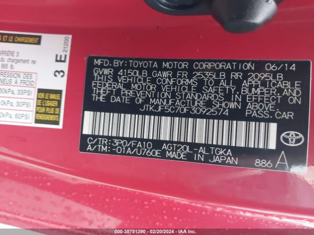 JTKJF5C70F3092574 Scion TC