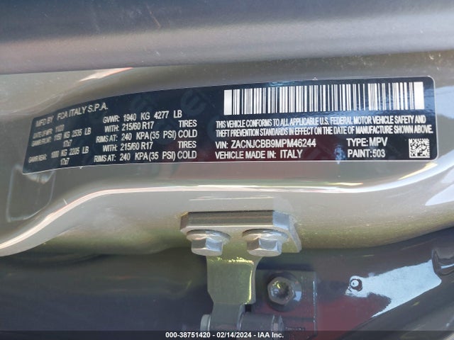 ZACNJCBB9MPM46244 Jeep Renegade Latitude Fwd