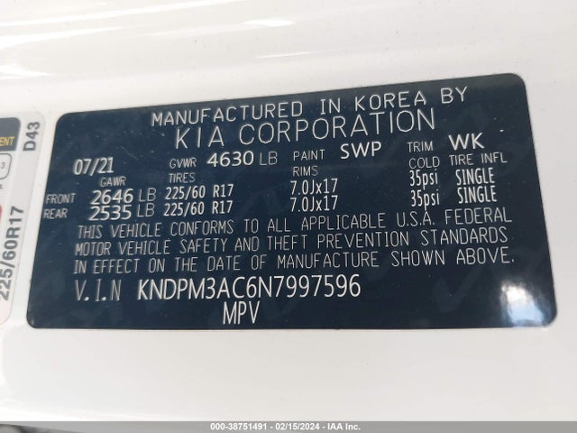 KIA Sportage Lx 2022 KNDPM3AC6N7997596 Image 9