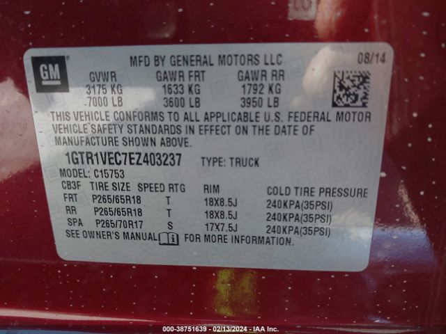 1GTR1VEC7EZ403237 GMC Sierra 1500 Slt