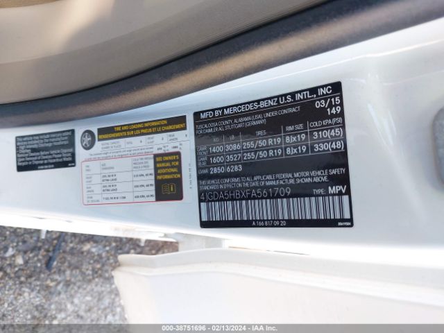 4JGDA5HBXFA561709 Mercedes-Benz Ml 350 4matic