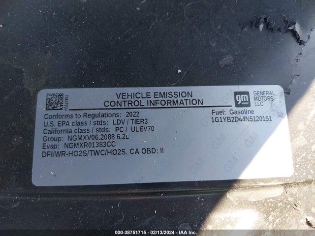 Chevrolet Corvette Stingray Rwd  2lt 2022 1G1YB2D44N5120151 Image 9