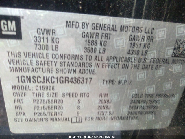 Chevrolet Suburban Ltz 2016 1GNSCJKC1GR436317 Image 9