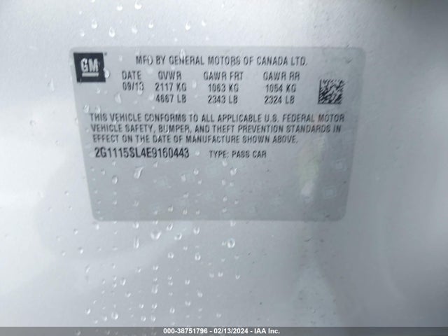 Chevrolet IMPALA 1LT 2014 2G1115SL4E9160443 Image 9