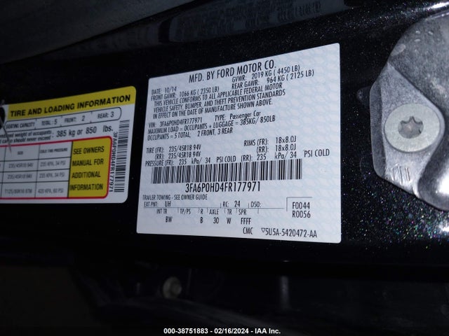 2015 FORD FUSION SE VIN: 3FA6P0HD4FR177971