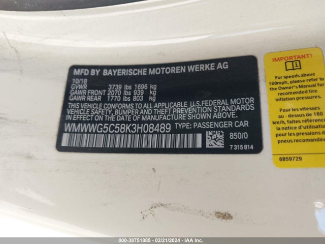 2019 MINI CONVERTIBLE WMWWG5C58K3H08489 Photo 8