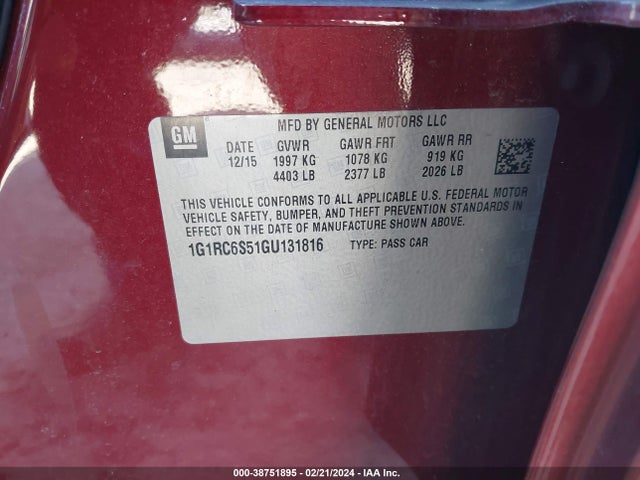 Chevrolet VOLT LT 2016 1G1RC6S51GU131816 Image 9