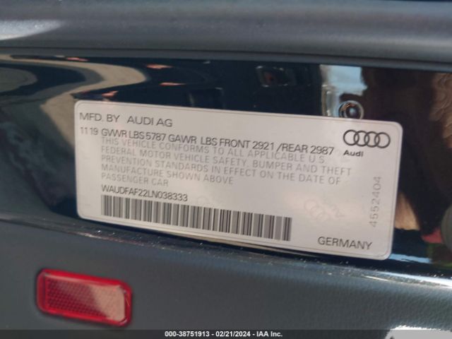WAUDFAF22LN038333 Audi S6 Premium Plus Tfsi Quattro Tiptronic