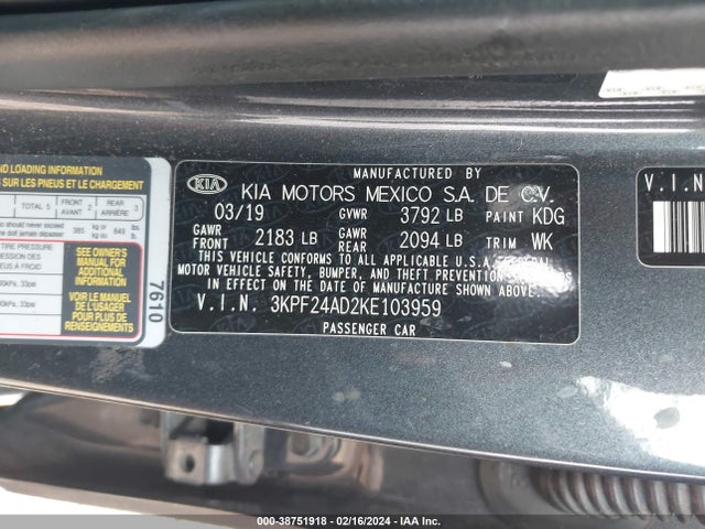 KIA Forte Lxs 2019 3KPF24AD2KE103959 Image 9
