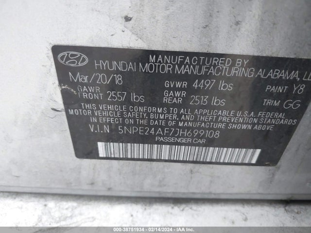 Hyundai SONATA SE 2018 5NPE24AF7JH699108 Image 9