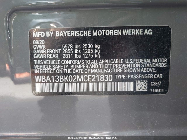 BMW M550i Xdrive 2021 WBA13BK02MCF21830 Image 9