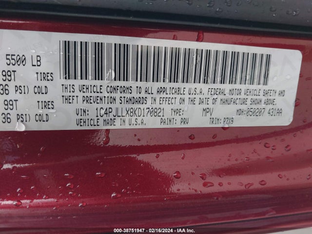 1C4PJLLX8KD170821 Jeep Cherokee Latitude Plus Fwd