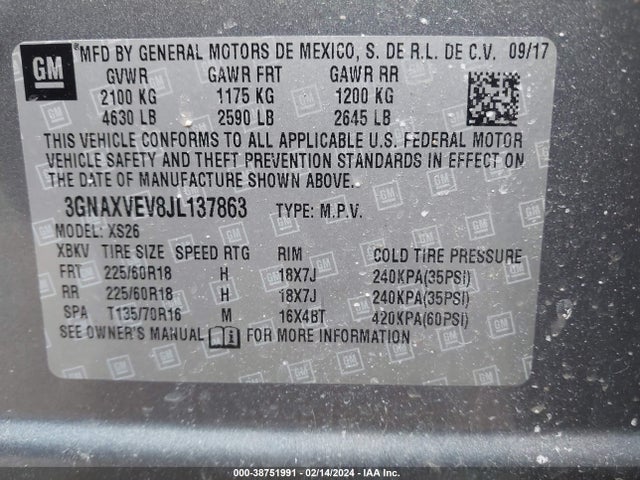 Chevrolet Equinox Premier 2018 3GNAXVEV8JL137863 Image 9