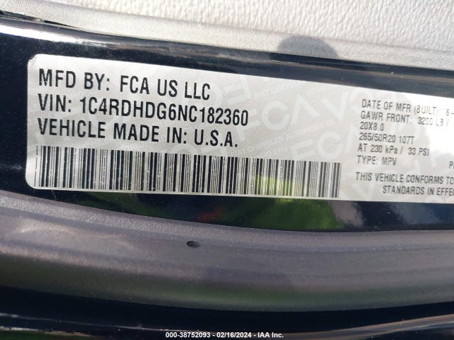 Dodge Durango Gt Plus Rwd 2022 1C4RDHDG6NC182360 Image 9