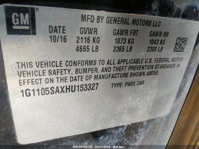 Chevrolet IMPALA 1LT 2017 1G1105SAXHU153327 Image 9