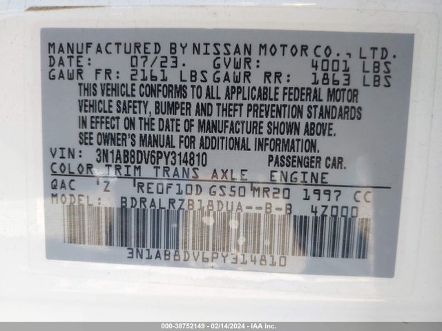 Nissan Sentra Sr Xtronic Cvt 2023 3N1AB8DV6PY314810 Image 9