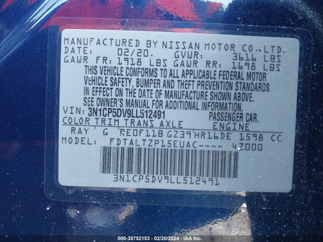 Nissan Kicks Sr Xtronic Cvt 2020 3N1CP5DV9LL512491 Image 9