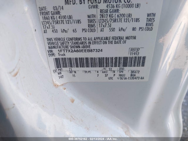 Ford F-250 Xl 2014 1FT7X2A60EEB87324 Image 9