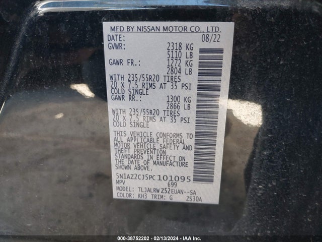 Nissan Murano Sl Fwd 2023 5N1AZ2CJ5PC101095 Image 9