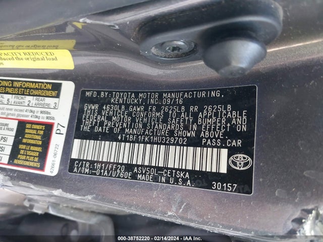Toyota CAMRY SE 2017 4T1BF1FK1HU329702 Image 9