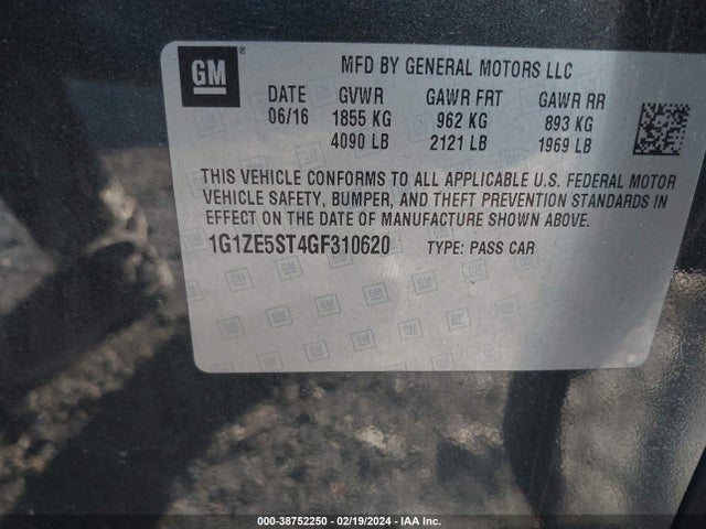 Chevrolet MALIBU 1LT 2016 1G1ZE5ST4GF310620 Image 9