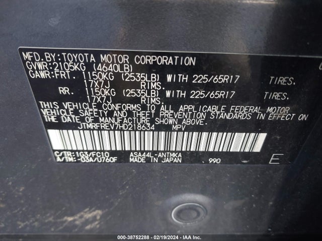 Toyota Rav4 Xle 2017 JTMRFREV7HD218634 Image 9