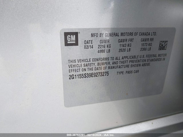 Chevrolet IMPALA 2LZ 2014 2G1155S39E9273275 Image 9