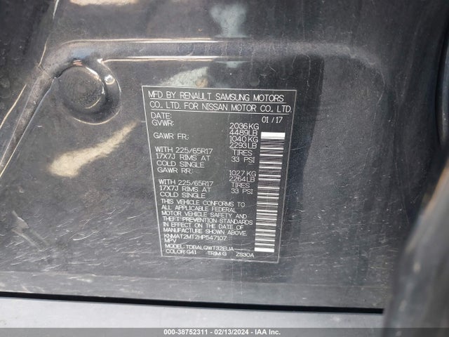 Nissan ROGUE SV 2017 KNMAT2MT2HP547107 Image 9