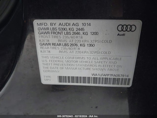Audi Q5 2.0t Premium 2015 WA1LFAFP7FA057914 Image 9