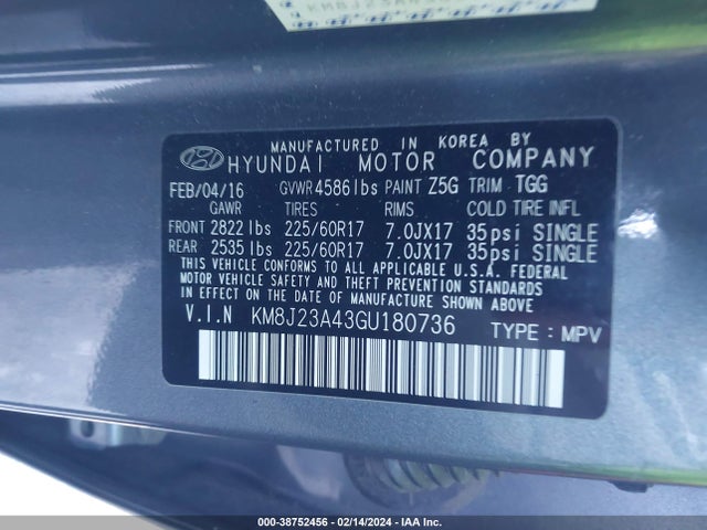 Hyundai TUCSON SE 2016 KM8J23A43GU180736 Image 9
